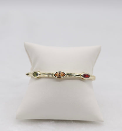 Gold Multicolor Marquise Stone Bangle Bracelet – Playful Elegant Jewelry for Women