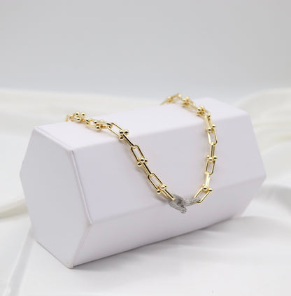 Gold Pavé Link Chain Necklace
