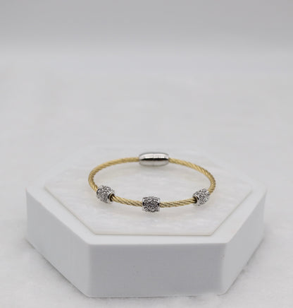 Gold Cable Bracelet with Crystal Barrel Accents