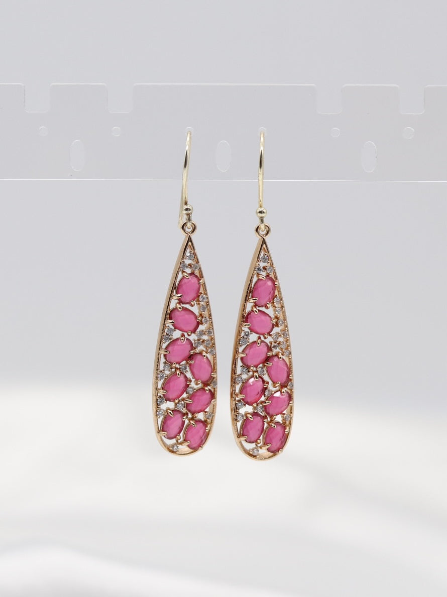 Gold Trim Tourmaline Bezel Set Teardrop Earrings