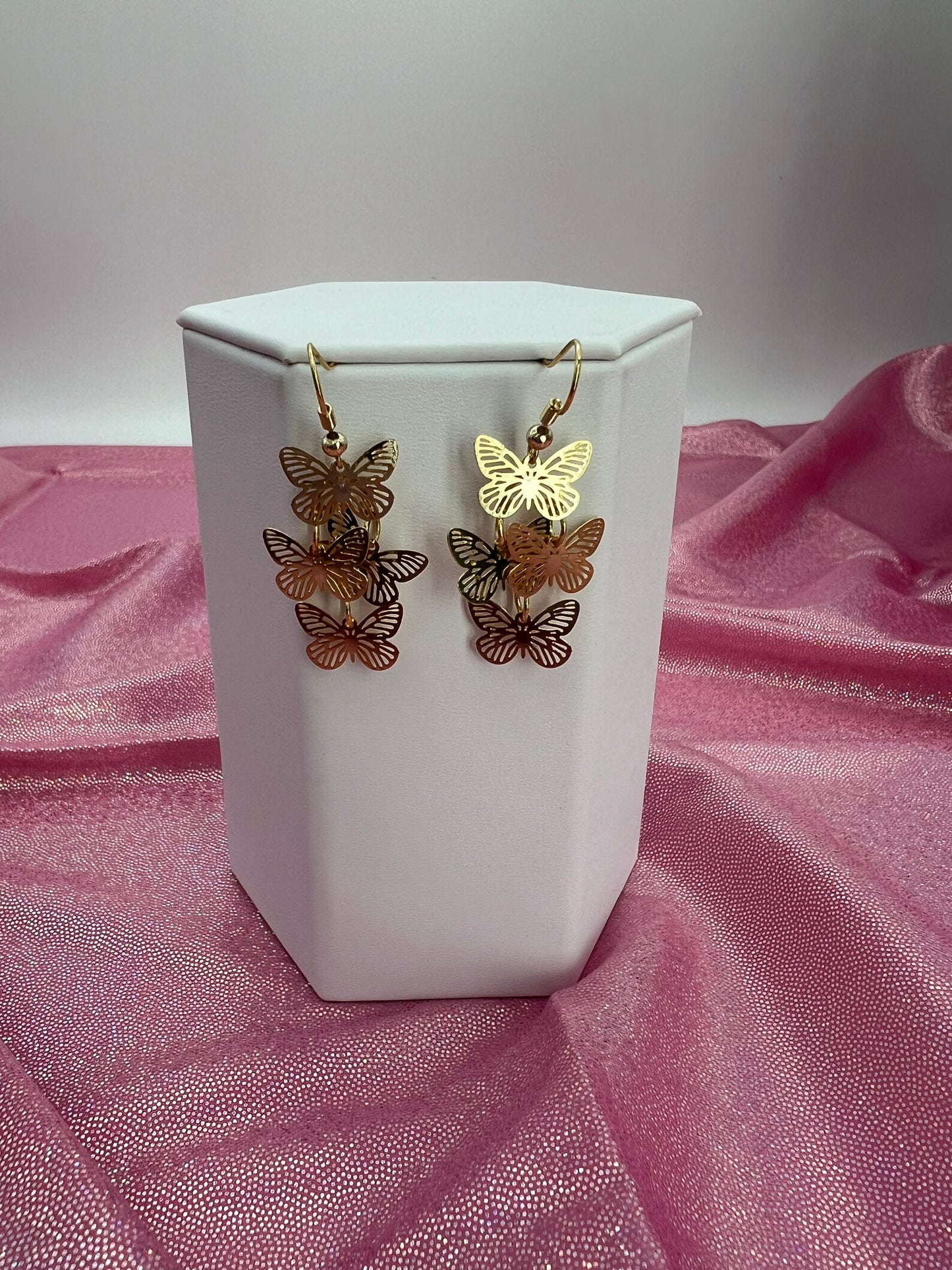 Filigree Butterfly Dangling Earrings, Gold