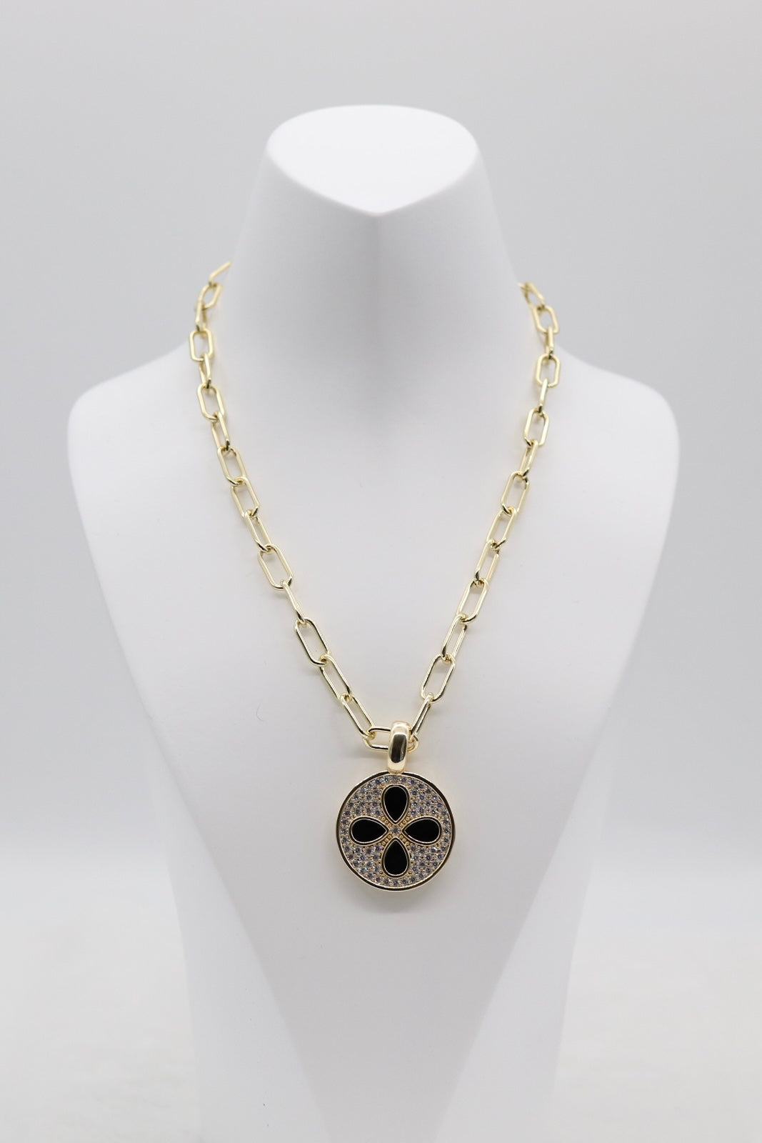 Gold Clover Medallion Pendant Necklace