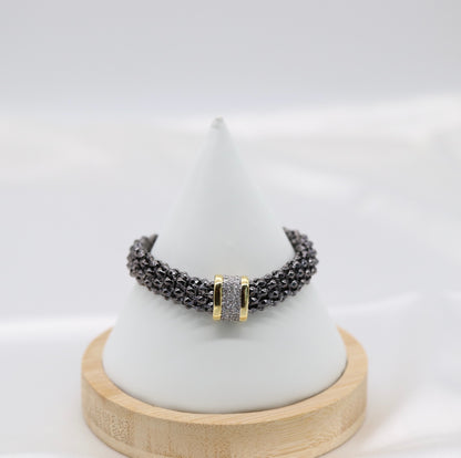 Black Metallic Mesh Single Station Bracelet