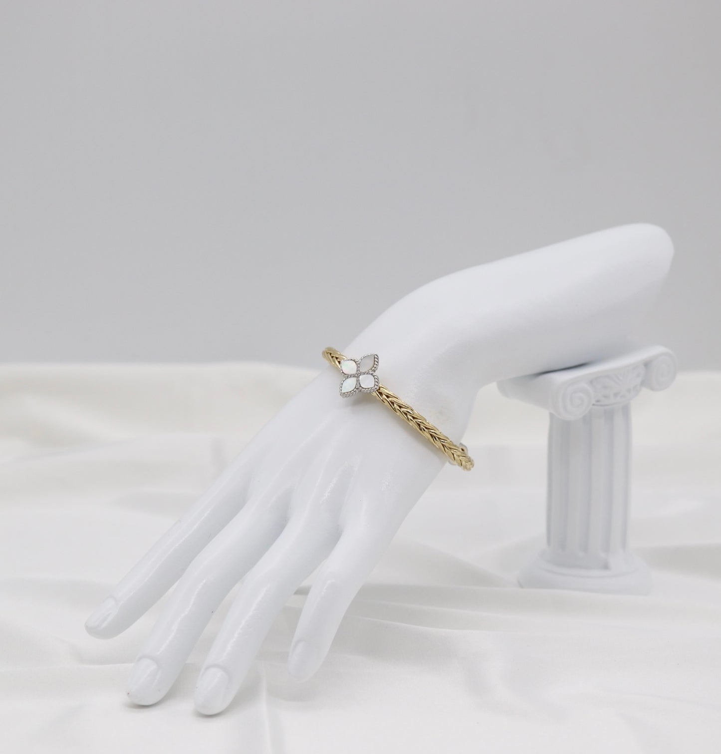 Gold Braided Clover Cuff Bracelet