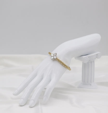 Gold Braided Clover Cuff Bracelet