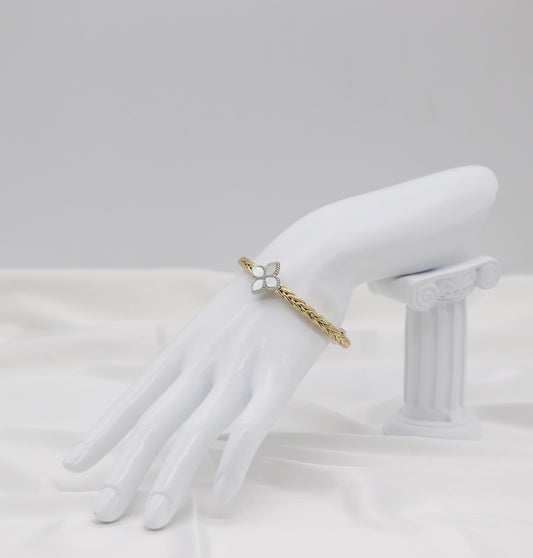 Gold Braided Clover Cuff Bracelet