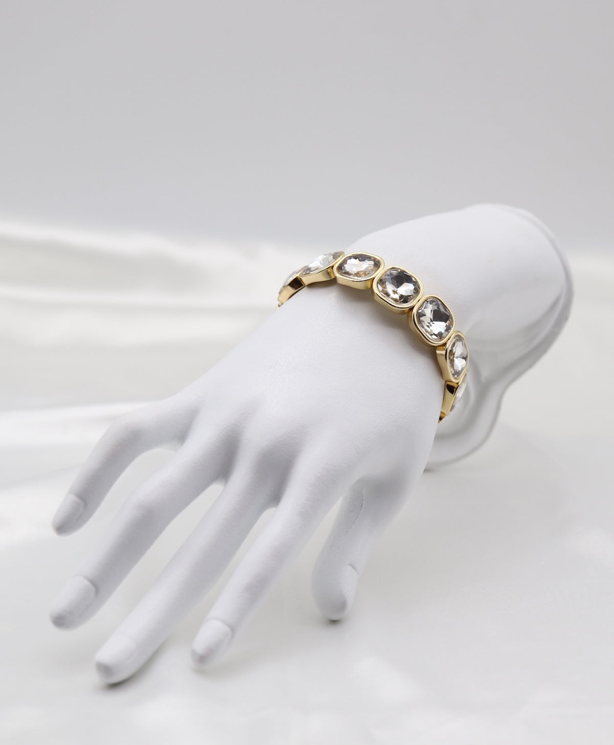 Classic Clear Crystal & Gold Stretch Bracelet