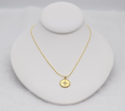 Gold Compass Star Necklace – Dainty North Star Pendant