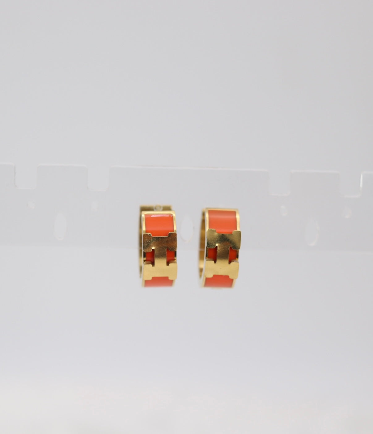 Orange Enamel Gold Huggie Hoop Earrings – Bold Modern Mini Hoops