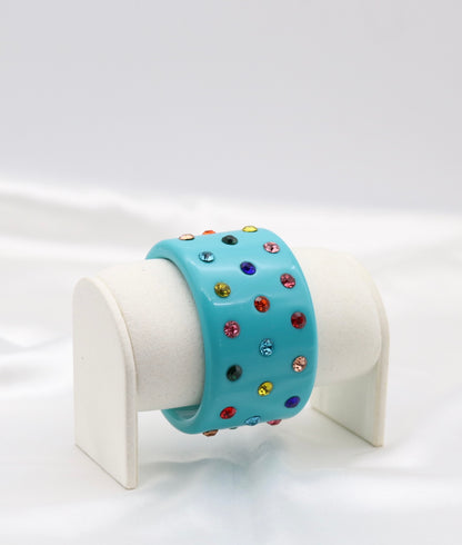 Turquoise Multicolor Crystal Acrylic Cuff Bracelet