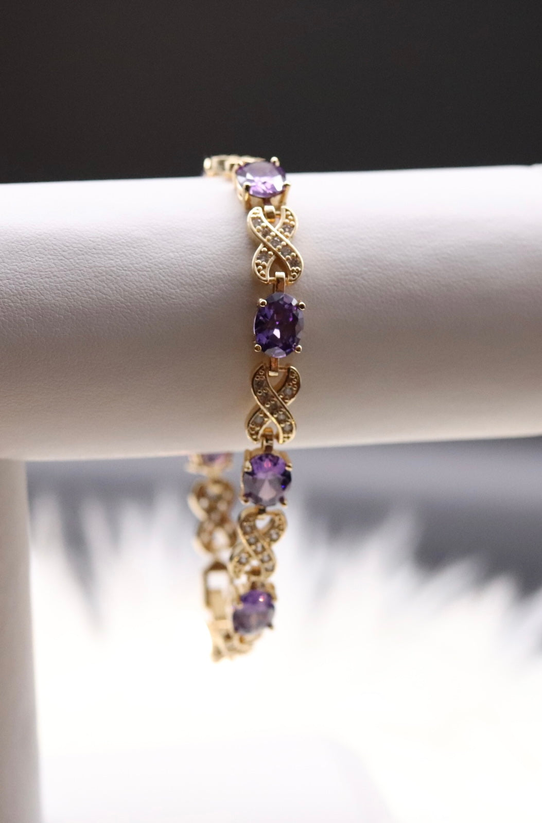 Purple Gemstones Infinity Bracelet