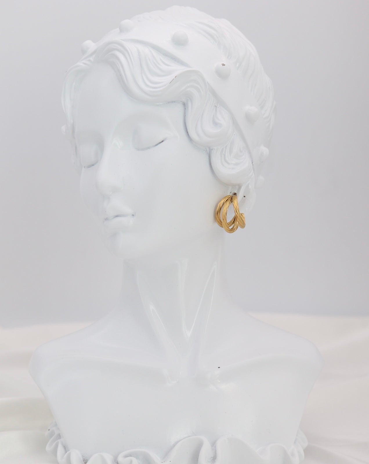 Triple Twist Gold Hoop Earrings – Layered Rope-Style Hoops