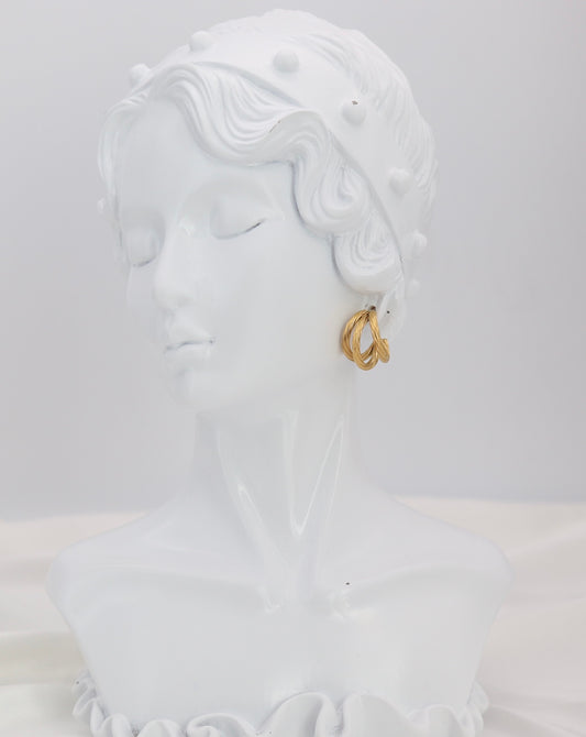 Triple Twist Gold Hoop Earrings – Layered Rope-Style Hoops
