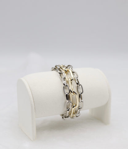 Chunky Two-Tone Chain Link Bracelet in Gold and Silver