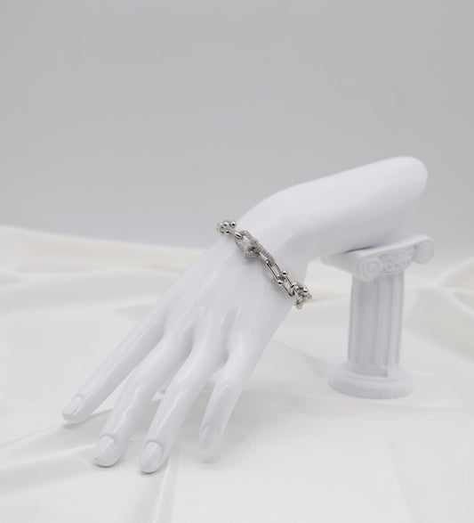 Silver Pavé Link Chain Bracelet