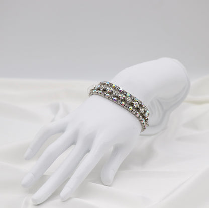 Silver Aurora Crystal Flower Bracelet