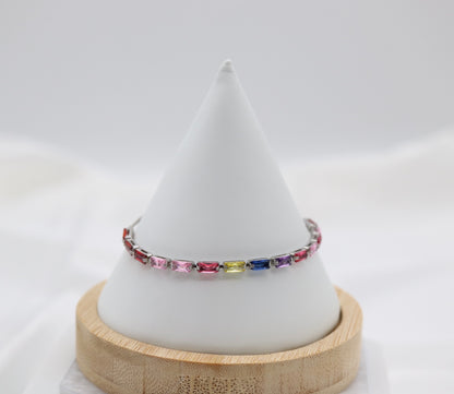 Multi-Colored Gemstone Adjustable Bracelet