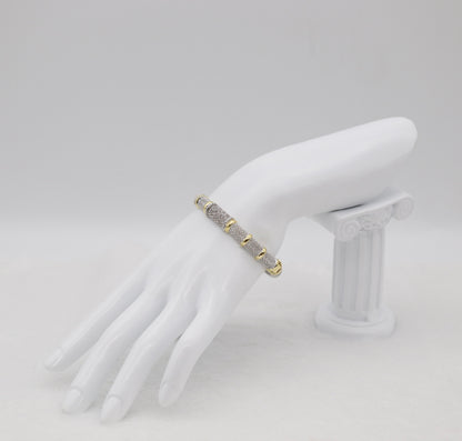 Two-Tone Pave Hinged Bangle Bracelet