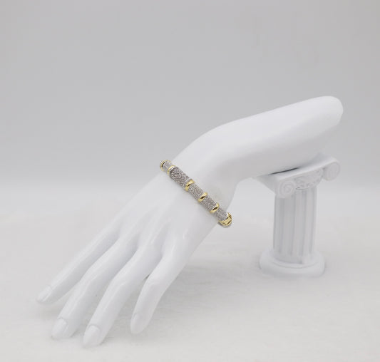 Two-Tone Pave Hinged Bangle Bracelet
