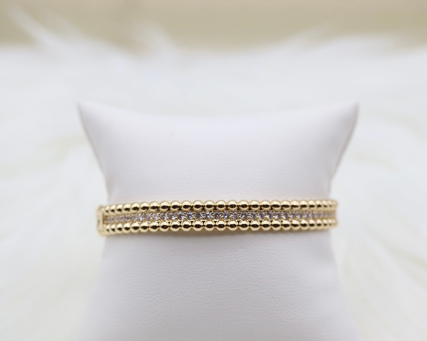 Gold CZ Pave Hinge Bangle Bracelet