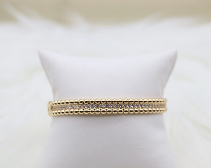 Gold CZ Pave Hinge Bangle Bracelet