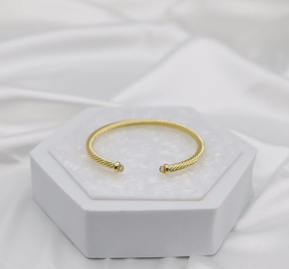 Yellow 4mm Cuff Gold Cable Bracelet