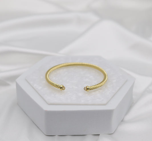 Yellow 4mm Cuff Gold Cable Bracelet