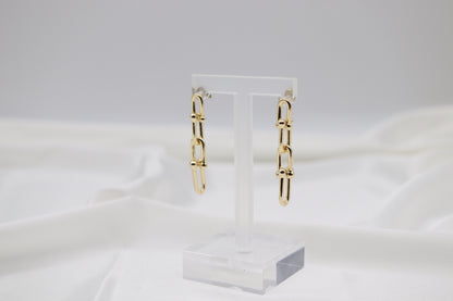 Gold Modern Link Drop Earrings
