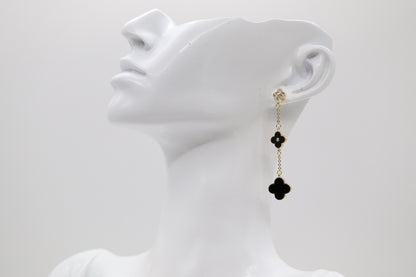 Dangling Petite Black Clover Earrings