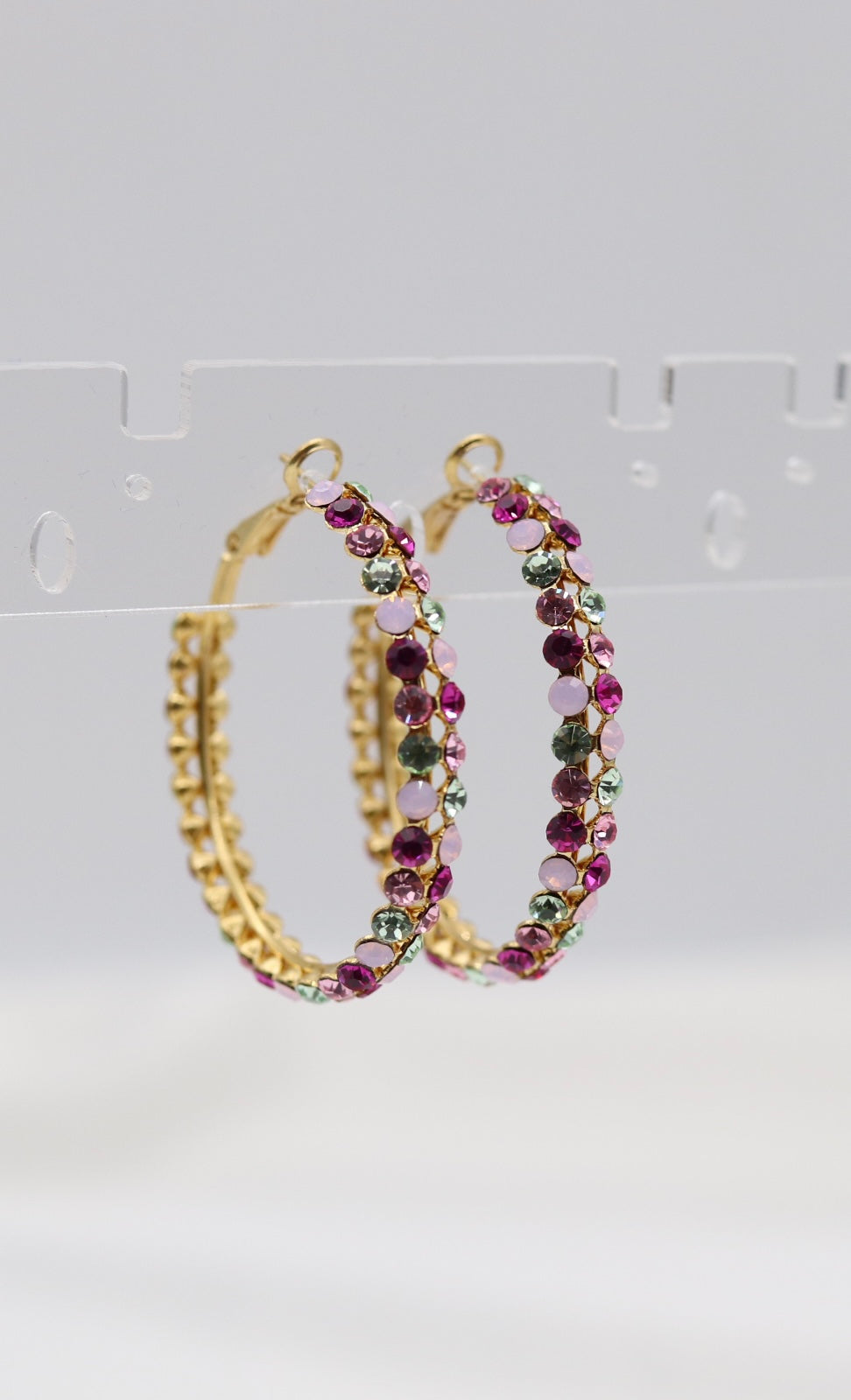 Fuchsia Multi-Color Jewel Hoop Earrings