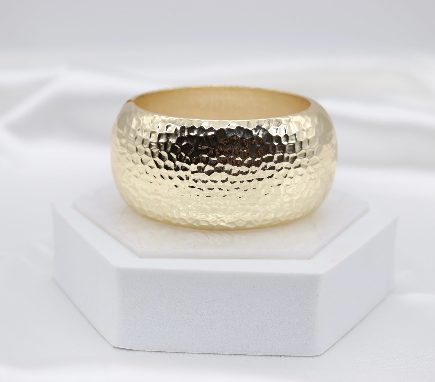 Chunky Gold Hammered Hinged Bracelet