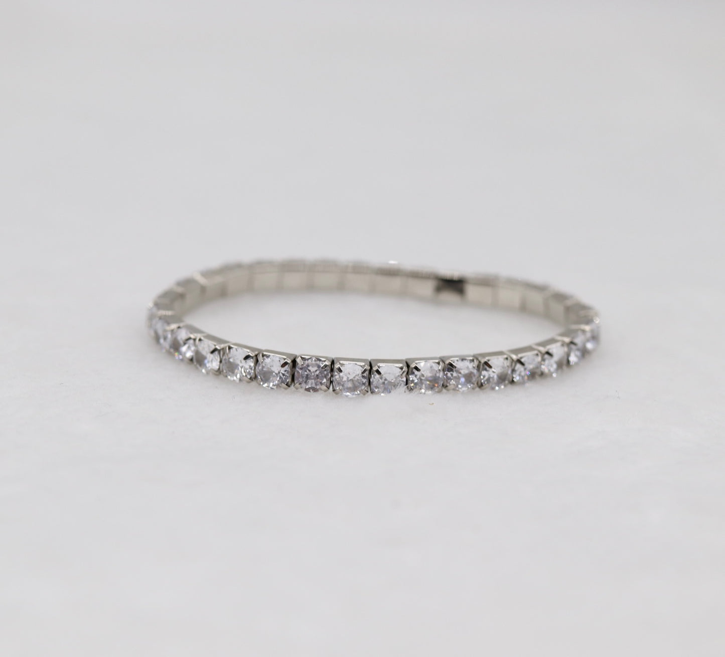 Silver CZ Stretch Tennis Bracelet