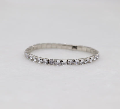 Silver CZ Stretch Tennis Bracelet