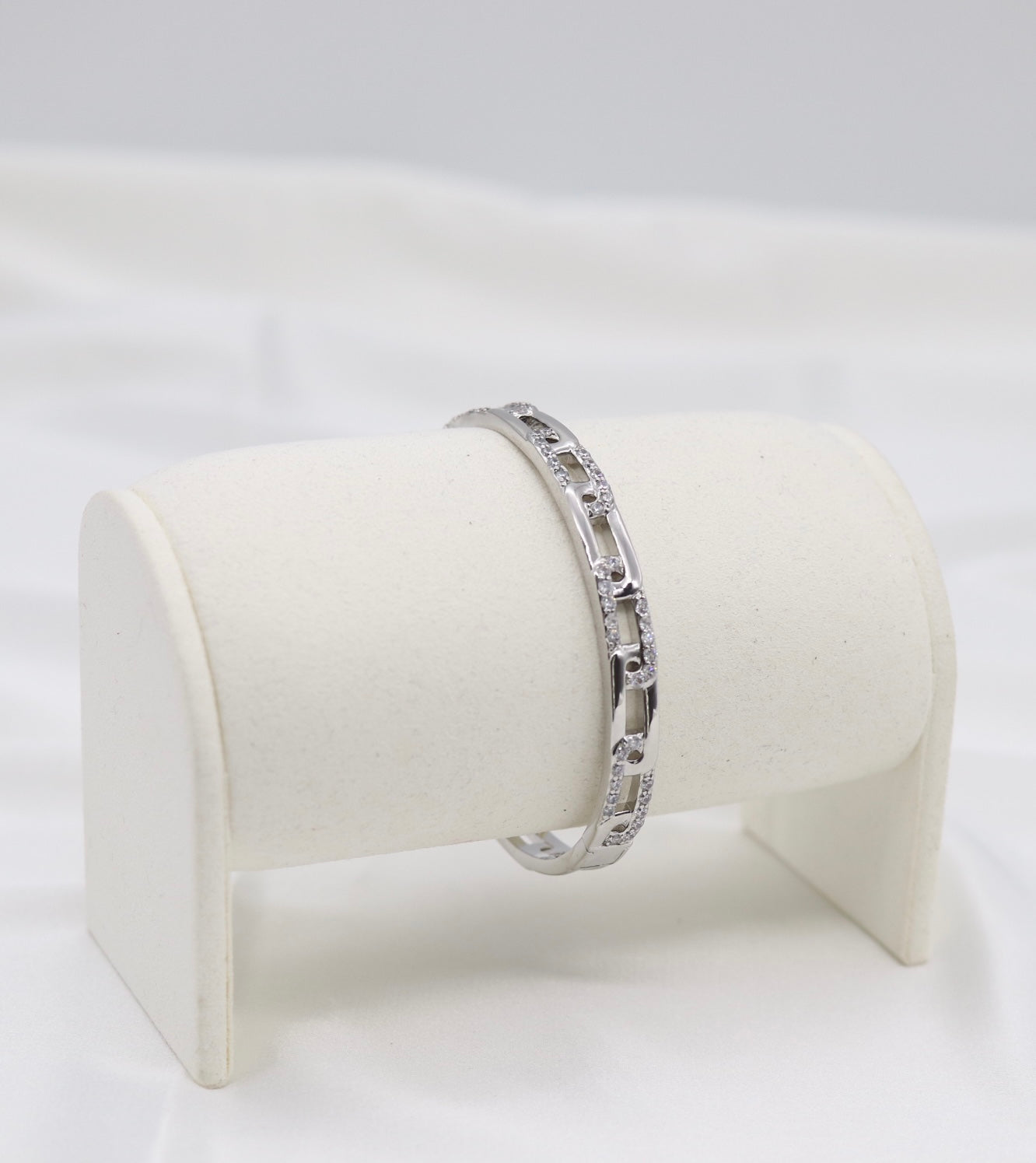 Silver Pavé Link Bangle Bracelet