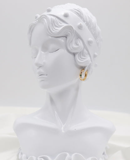 Rainbow Gemstone Huggie Hoop Earrings – Gold Multi-Color Crystal Hoops