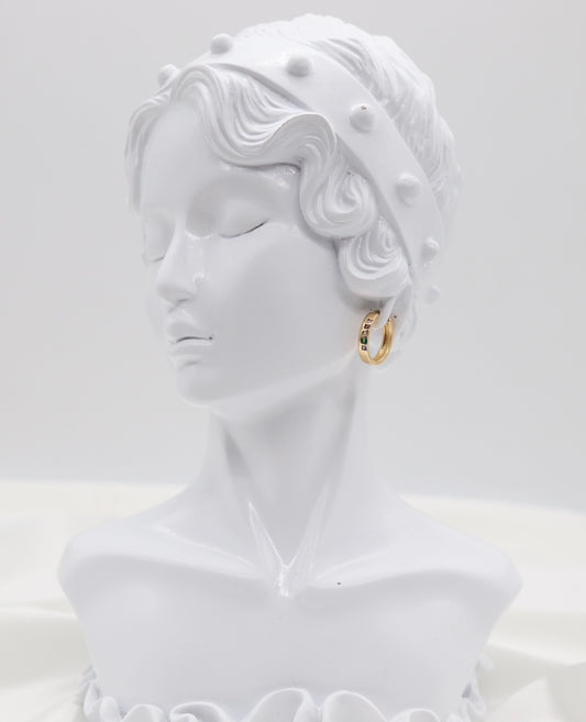 Rainbow Gemstone Huggie Hoop Earrings – Gold Multi-Color Crystal Hoops