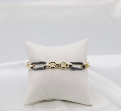 Black Rope Paperclip Toggle Bracelet