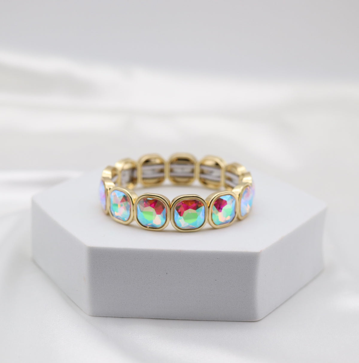 Aurora Crystal & Gold Stretch Bracelet