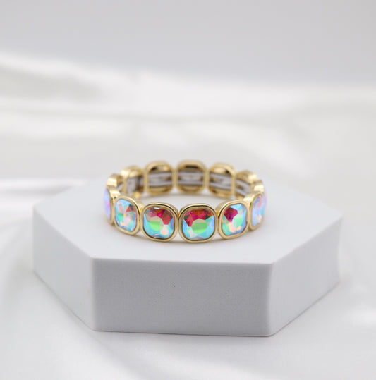 Aurora Crystal & Gold Stretch Bracelet