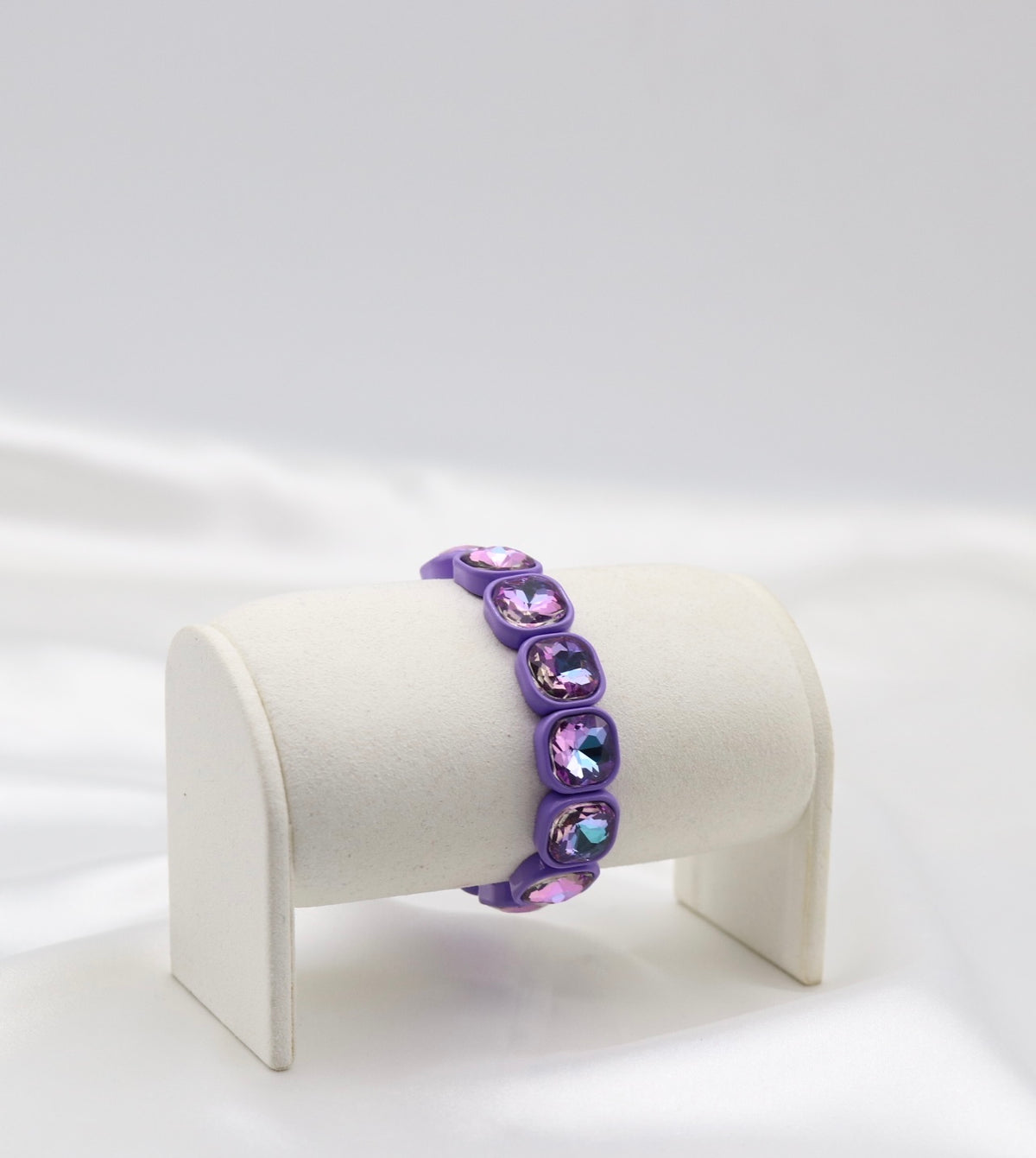 Purple Iridescent Crystal Stretch Statement Bracelet