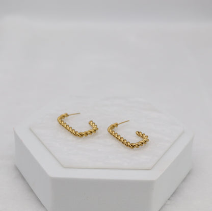 Twisted Rope Square Hoop Earrings