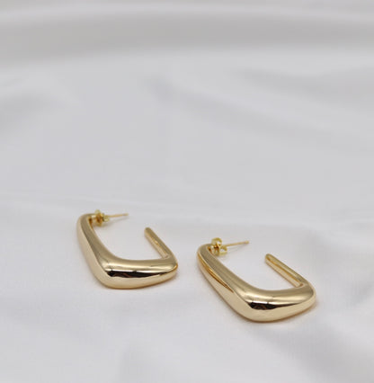 Modern Gold Sculpted Hoop Earrings