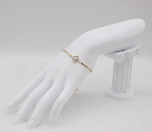 Gold Pave Clover Adjustable Bracelet