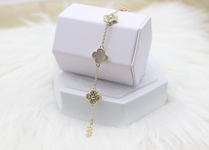 Double Sided Gold Clover Bracelet