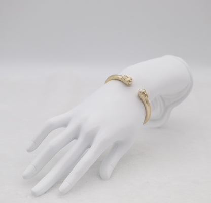 Gold-Tone Cuff Bracelet with Pearl and Crystal Endcaps