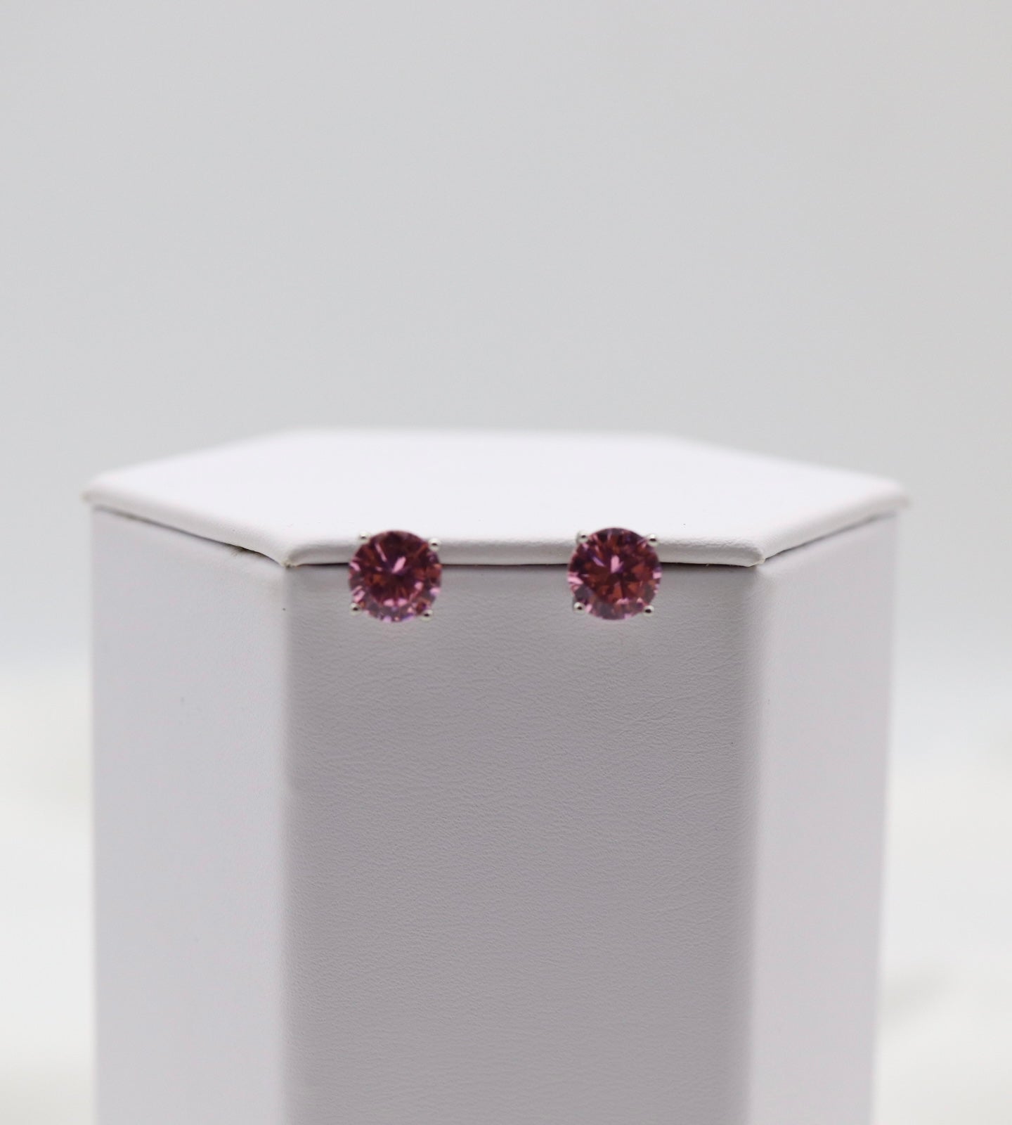 Blush Pink Crystal Stud Earrings – Classic Round Solitaire Studs