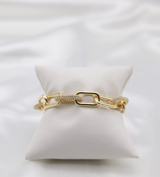 Gold Crystal Link Statement Bracelet