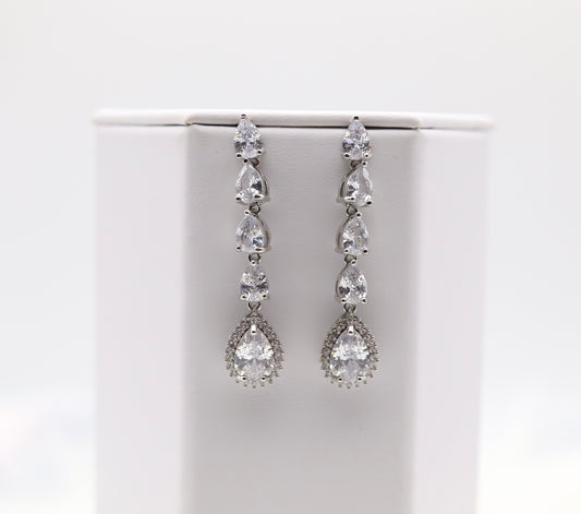 Pear Shaped CZ Dangling Earrings