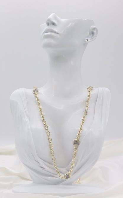 Gold Crystal Cushion Station Necklace