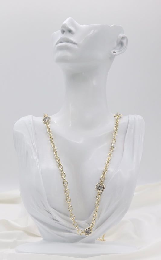 Gold Crystal Cushion Station Necklace